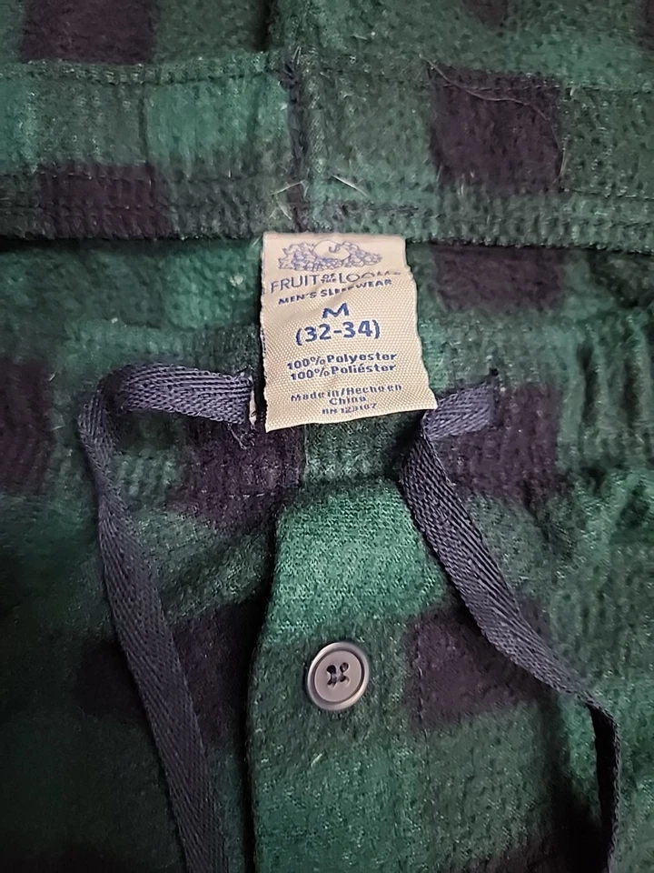 Pantalones de pijama de lana a cuadros medianos verde marino Fruit of The Loom para hombre Foto 3 de 3