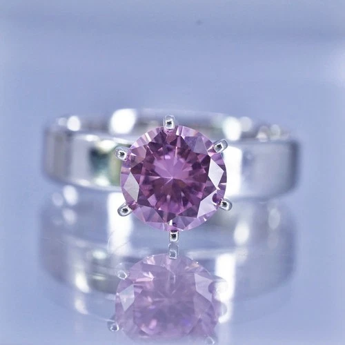 Size 8.25, vintage Sterling 925 silver handmade band ring with pink crystal