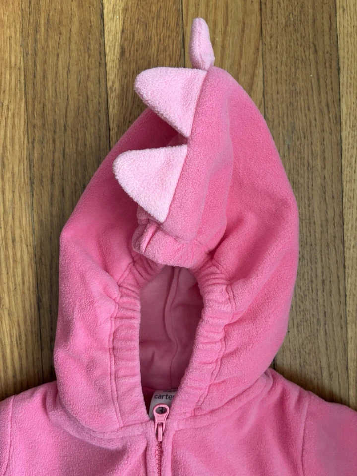 Carter's Baby Girl 2-Piece Cute Pink Dinosaur Cozy Fleece Halloween Costume 3-6M - Image 4 of 4