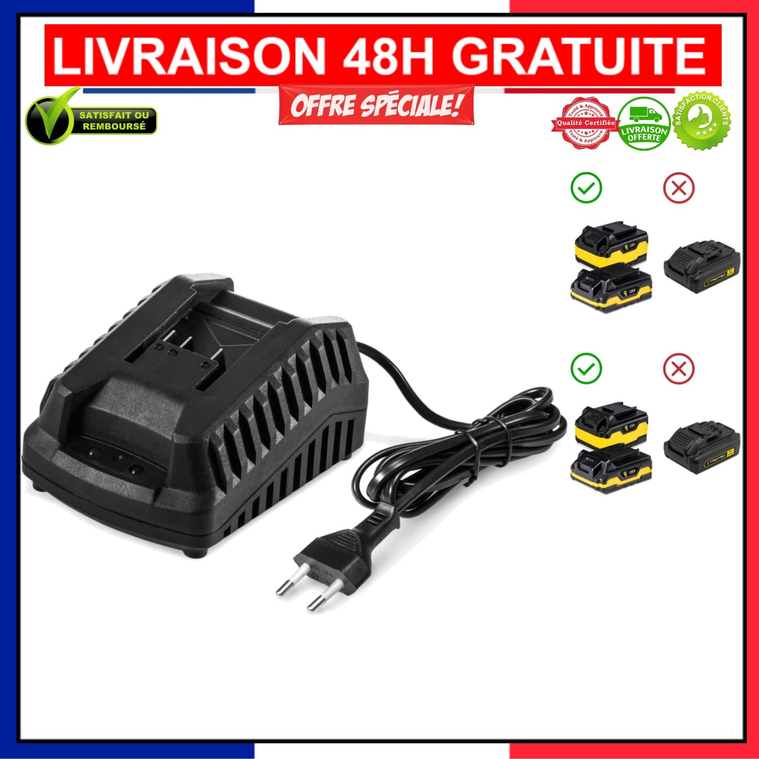 Chargeur Trotec Flexpower 20V pour batterie lithium outil électroportatif sans fil