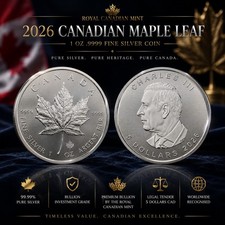 2026 1 oz Royal Canadian Mint Maple Leaf Fine Silver .9999 Round Bullion Coin