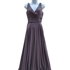 Watters & Watters Gray Ruched Empire Waist Maxi Dress 6 Bridesmaid Formal