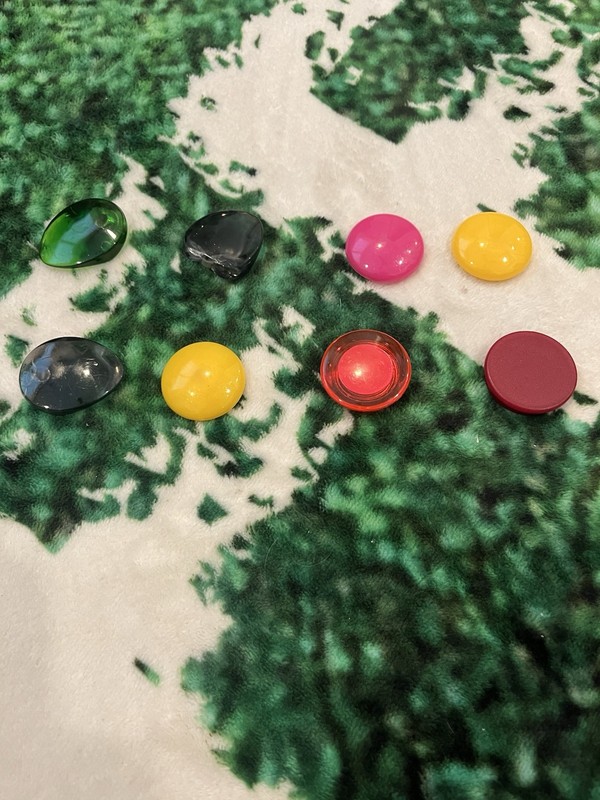 Assorted Plastic Board Game Tokens Set - Yellow, Pink, Red, Green, Black