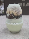 Vintage Fenton 1978 "Christmas Morn" Fairy Lamp Light Custard Glass GLOWS Signed