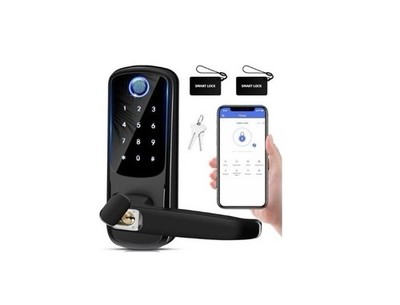 MSR X6 H1 Smart Door Lock & Handle- Fingerprint Keypad TTLock App, Black