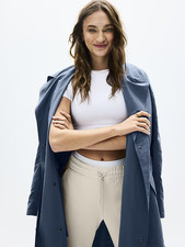 Athleta L Luna Trench Coat Size Large Shadow Blue 578185