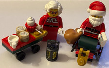 LEGO Santa & Mrs Claus Minifigures w/ Sleigh, Cart, Lantern, NEW