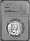 1956-P  50C FRANKLIN SILVER HALF DOLLAR  "PHILADELPHIA"  NGC MS64  #6775551-038