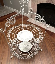 2 Tier Serving Dish Collaspable Stand Decorative Dual Plates White Cupcake