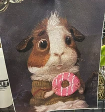 Canvas Print Guinea Pig Art 12 x 16 Donut Wide Eye Sweater Kid Stripe Piggy Flop
