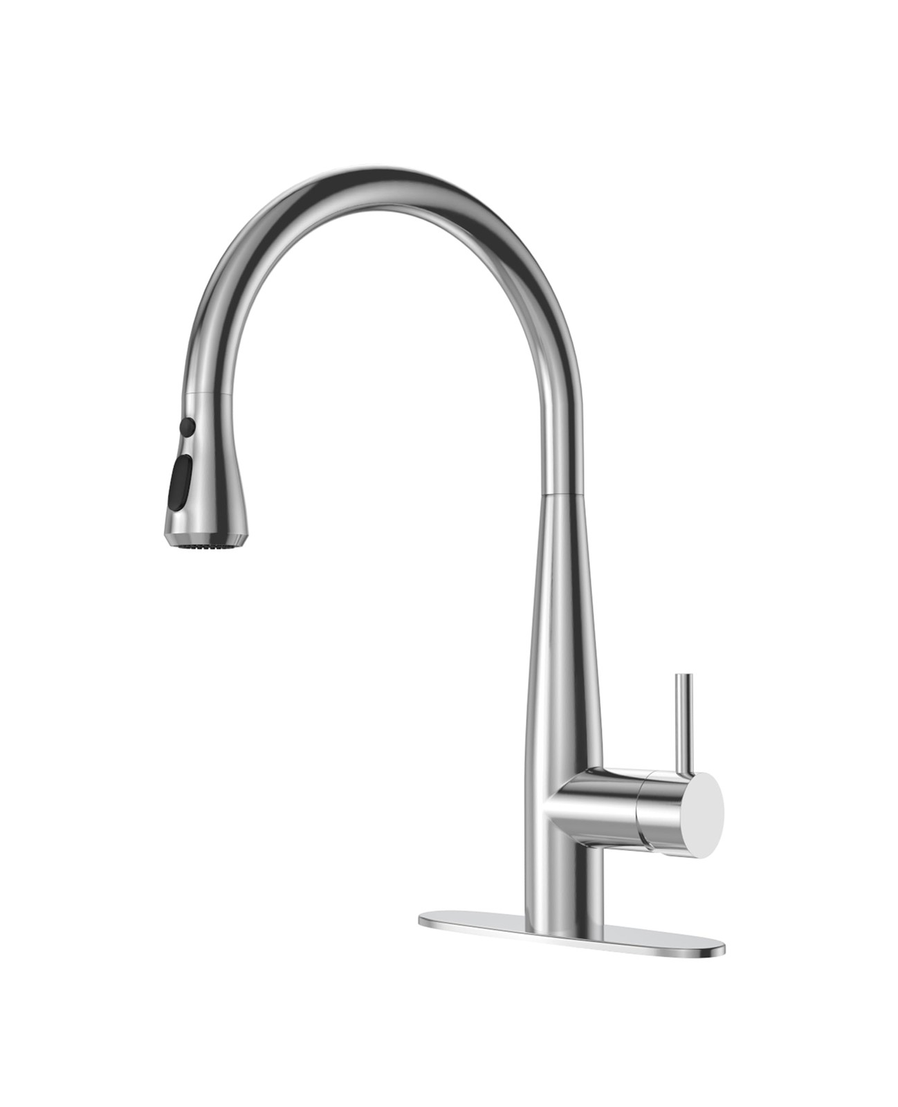 High Arc Pull Out Kitchen Faucet in Brushed Nickel for 1 or 3 Hole Installation