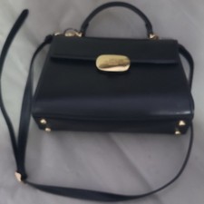 Coach Black Solid Satchel Top Handle Turn Lock Detachable Strap Gold Hardware