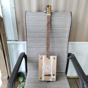 Three String Acoustic Electric Cigar Box Guitar