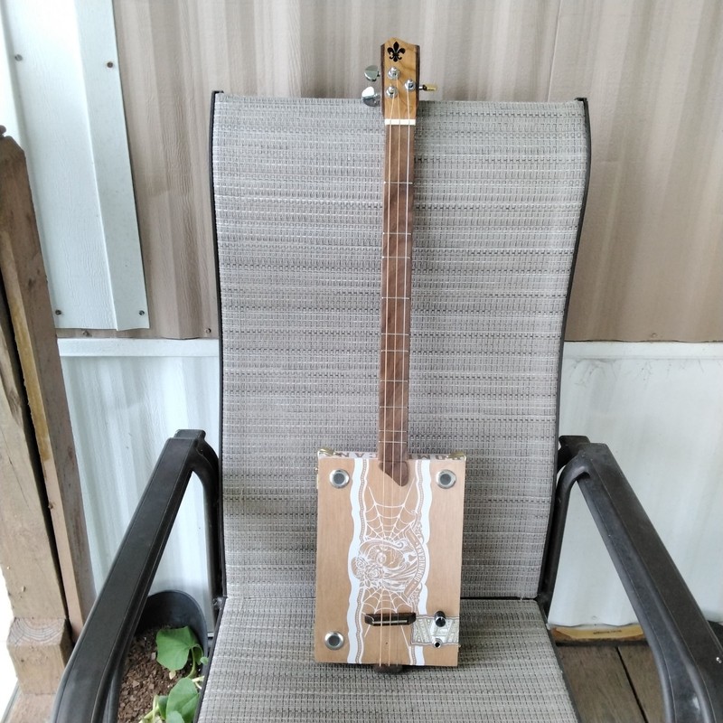 Three String Acoustic Electric Cigar Box Guitar