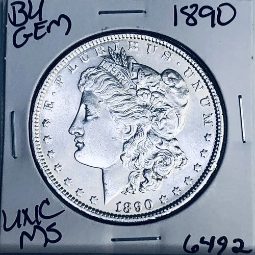 1890 BU GEM MORGAN SILVER DOLLAR UNC MS+++ U.S. MINT RARE COIN 6492