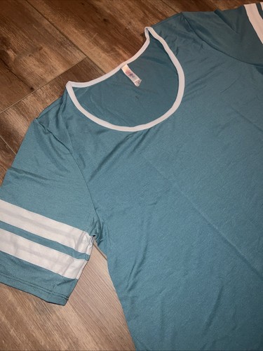 Lularoe Donna Perfetta T T T T T T T T Verde Blu Teal Bianco Bordo XL 18/20 20/22 ❤️ Nuovo - Foto 15 di 19