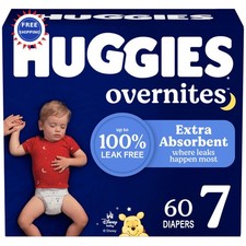 Huggies Size 7 Overnight Baby Diapers 60 Ct Overnites disposable absorbent