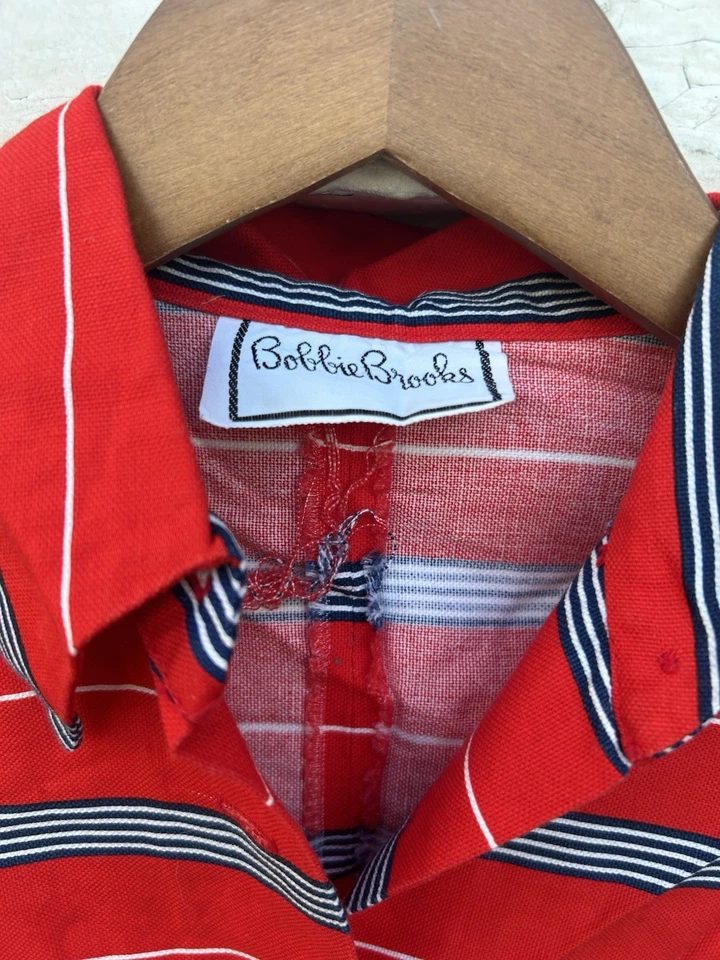 Mameluco vintage años 70 Bobby Brooks para mujer a rayas rojas suite de juego hippy Foto 2 de 4