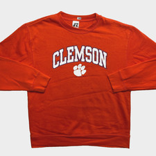 VINTAGE Clemson Tigers Sweatshirt Mens L Fleece Graphic Pullover Russell