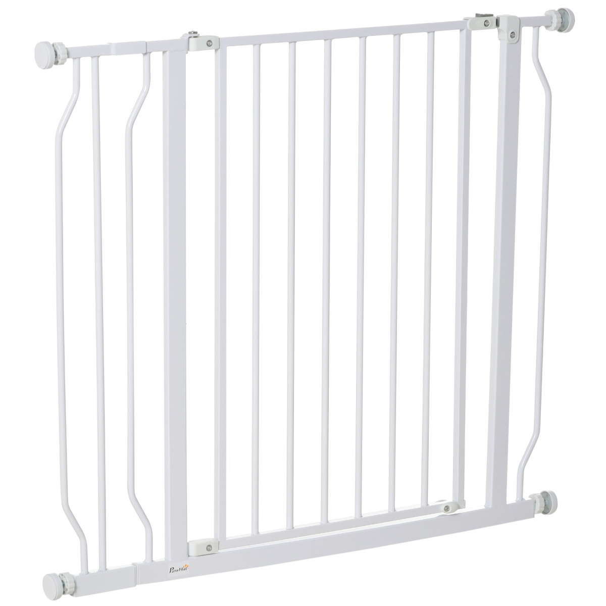 Pawhut Dog Gate Wide Stair Gate W/ Door Pressure Fit, 75-95W Cm, White - Image 2