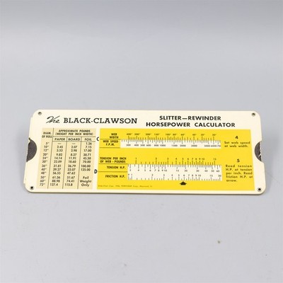 Black-Clawson Horsepower / Web Length Calculator Slide Rule Vintage