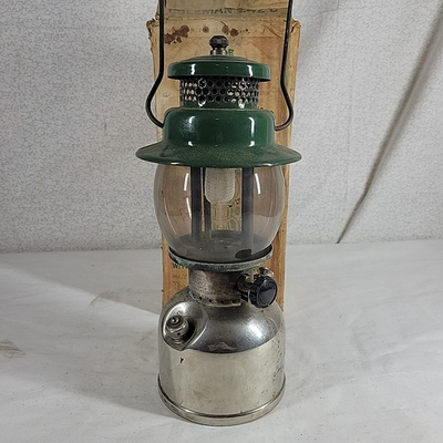 #ad Coleman Single Mantle Gas Lantern Model 242C 6 1949 Green Top Nickle Base READ $139.94