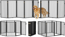 Metal Freestanding Dog Gates with Door for Outdoor Indoor,160'' Extra Wide 32''