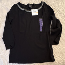 Rafaella Women s Black Cotton Knit Crew Neck ...