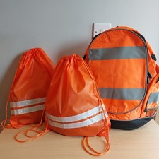 High Visibility Orange Rucksack Drawstring Bag Bundle PPE Workwear 3 Pcs Set
