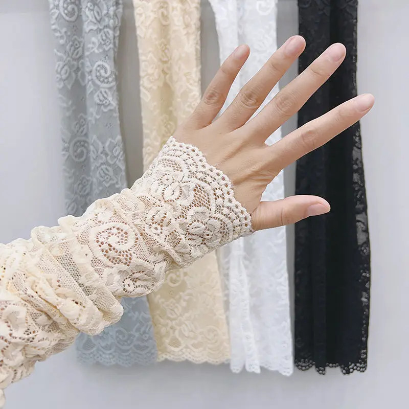 covering lace sun protection arm sleeves for women, lace fake sleeves to cover t