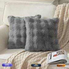Yaertun Pack of 2 Grey 20x20 Inch Faux Fur Throw Pillow Covers