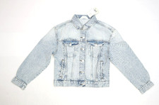 H M Denim Jean Jacket Light Wash Button Front Collared Youth Girls 16 12-13 Year