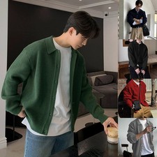 Men Cardigan Casual Wear Lazy Style Lapel Neckline Long Sleeve Regular Length