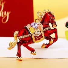 Unisex 3D Enamel Crystal Horse Animal Pendant KeyChain Handbag Keyring Gift