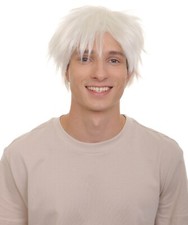 Adult Men s Super Natural Anime Short Silver-white Hair Wig HM-1559