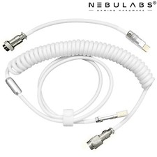 Custom Coiled Aviator GX16 USB-C Mechanical Gaming Keyboard Cable 4ft - WHITE