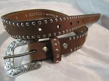 NOCONA BELT CO. WOMEN'S HEART & CROSS GENUINE LEATHER BELT SZ 24"