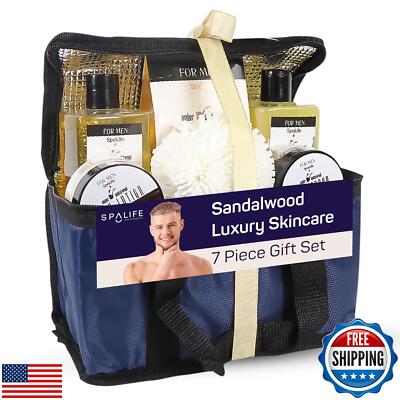 SpaLife Men's Sandalwood Luxury Spa Skincare Set - Complete Care Kit for Rugg