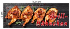 Banner Grillhähnchen Spannband 200 x 75 cm Werbung Imbiss Snack Hamburger Döner