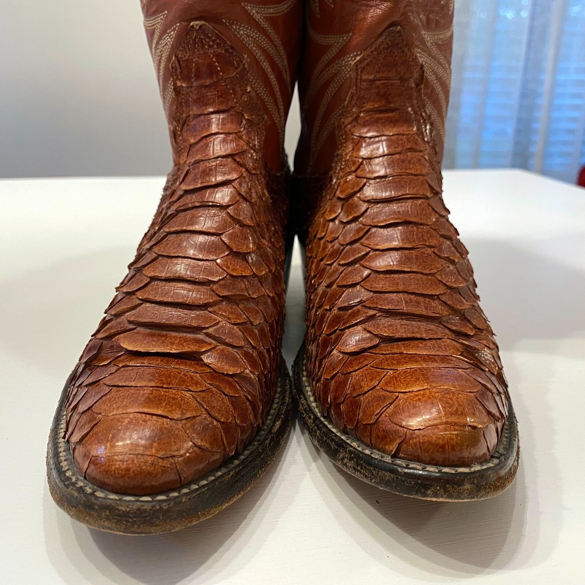 Nocona Men\'s Special Python Snakeskin Brown Leather Cowboy Boots US Size 5‎ C Men main image 4