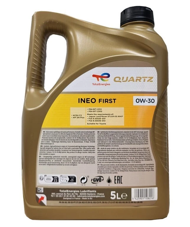 Total Quartz INEO First 0W-30  2 x 5 Liter PSA B71 2312 ACÉA C2 Motoröl - Bild 2 von 3