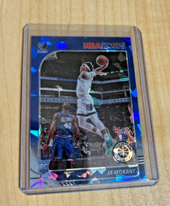 2019-20 Panini NBA Hoops Premium Stock JA MORANT Blue Cracked Ice Prizm RC  #259
