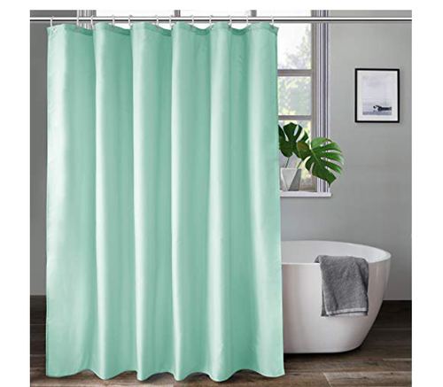 Tela De Cortina baño extra larga Ducha Forro De Cortina Con Ganchos Verde | eBay