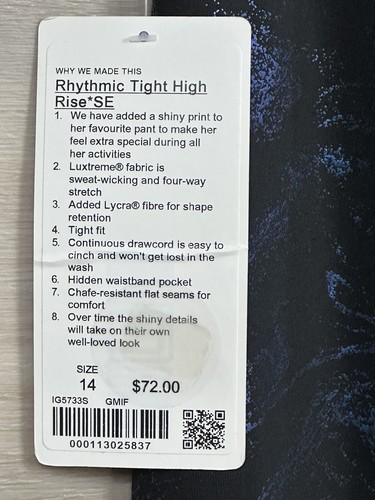 ivivva lululemon Rhythmic Tight High Rise 🦄 Luxtreme Size 14 GMIF 25837 - Picture 5 of 6