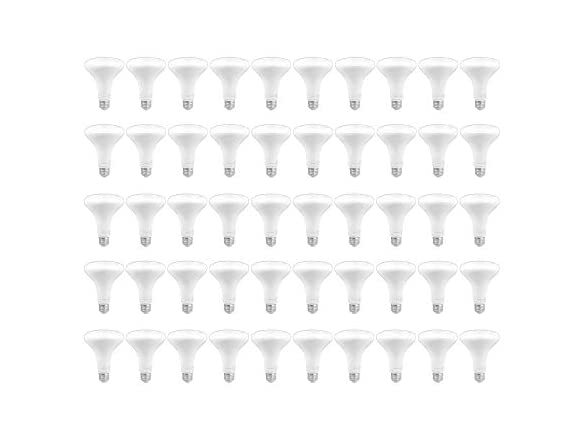 Эквивалент Amazon Basics мощностью 65 Вт, 10000 часов работы, без регулировки яркости, 50 упаковок - Нежно-белый