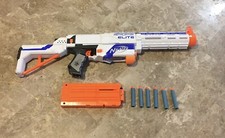 Nerf N-Strike Elite Retaliator Dart Blaster Gun White With Ammo Clip And Darts