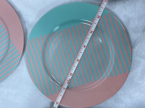 4 Reprise Peach Coral & Turquoise FITZ & FLOYD 6.5” Plates Pink Green 319 VNTG - Picture 4 of 6
