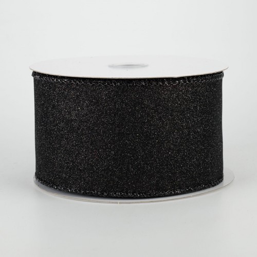 2.5" BLACK GLITTER RIBBON - 5 YARDS - Picture 2 of 2
