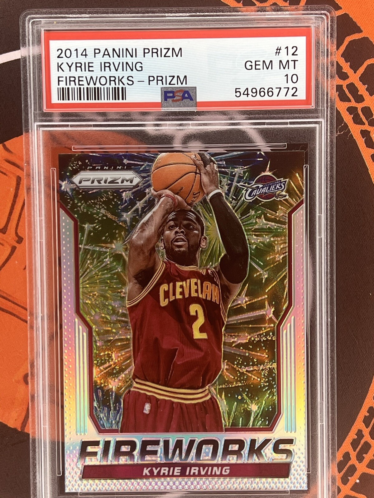 2014-15 Prizm Kyrie Irving Silver Prizm Fireworks #12 PSA 10 Gem MInt Cavaliers