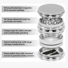 2 Pack Of  Spice Herb Tobacco Grinder 2.5 Inch 4 Piece Crusher Aluminum Grinder